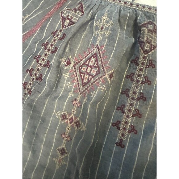 Johnny Was Workshop Womens Embroidered Gray Boho Tunic Top Small - Picture 5 of 7